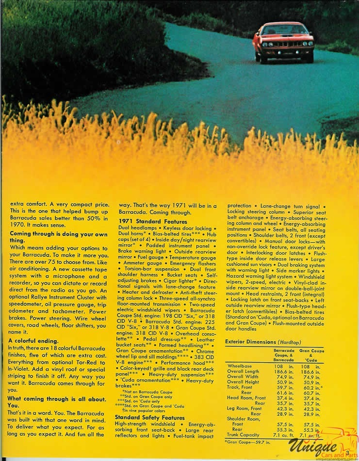 1971 Plymouth Barracuda Brochure Page 9